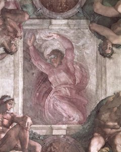 Dieu séparant la lumière des ténèbres, du plafond de la chapelle Sixtine, 1508-12 (avant restauration)
